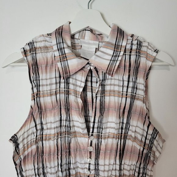 Soft Surroundings Sleeveless Crinkle Button-Up Top Size L - Picture 3 of 8